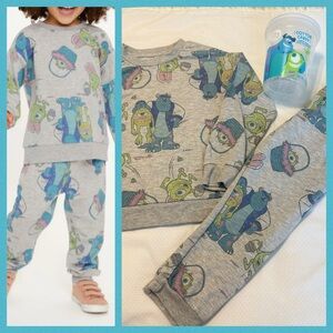 Disney Pixar Monster’s Inc Gray Easter Outfit Size 5T Mike Sully Top Joggers
